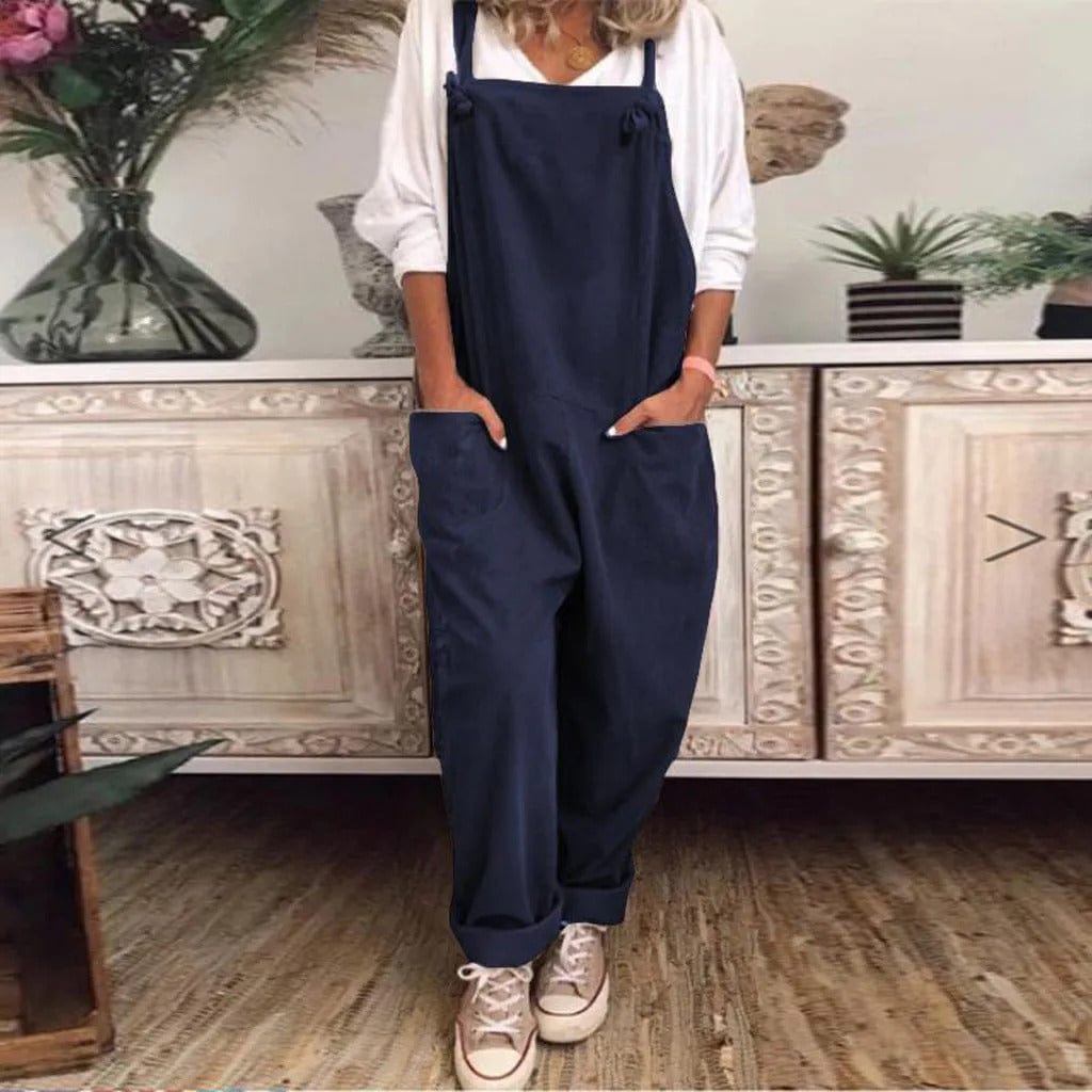 Overall Jumpsuit aus locker gebundener Baumwolle und Leinen