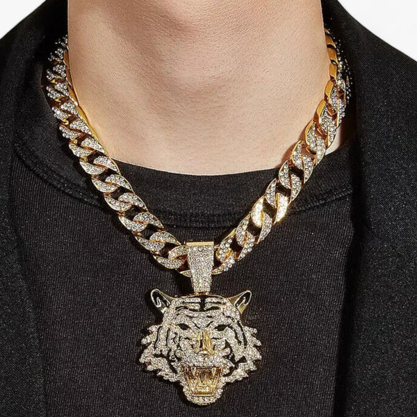 Hip-Hop Collier - Markanter Tigerkopf-Anhänger