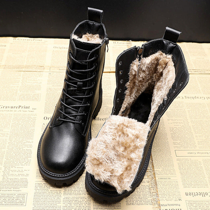 WOLF Delphine – Winterstiefel aus schwarzem Leder