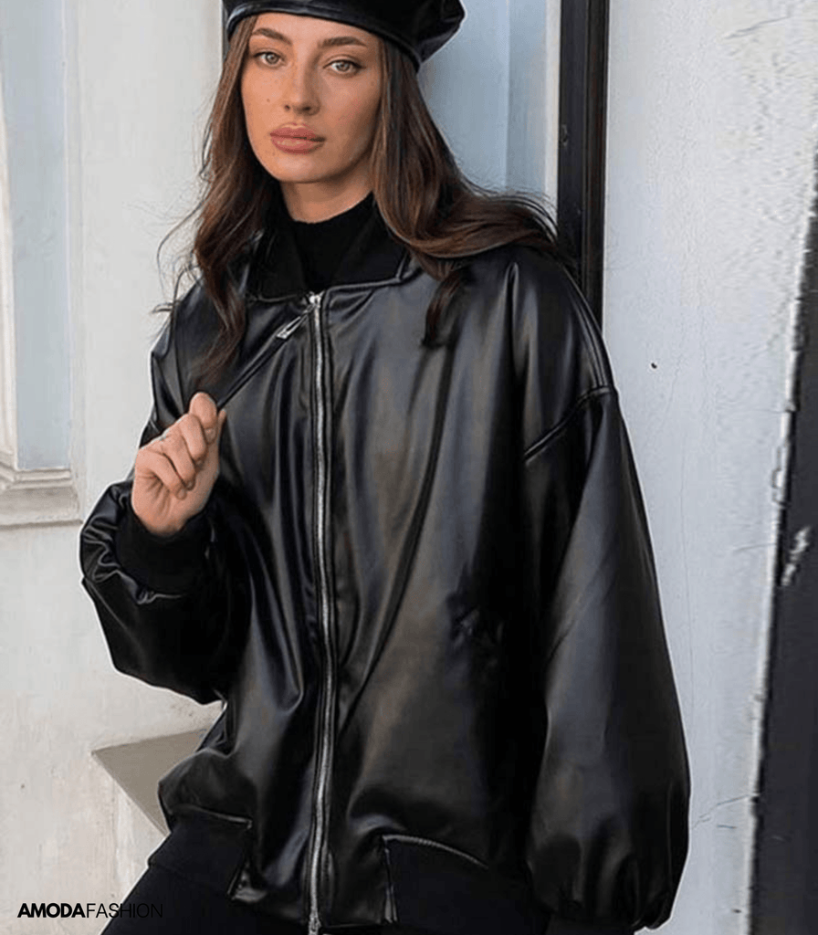 lockere Motorrad-Lederjacke