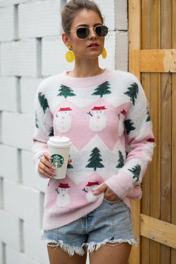 WOLFF Schneemann Weihnachtsbaum Pullover