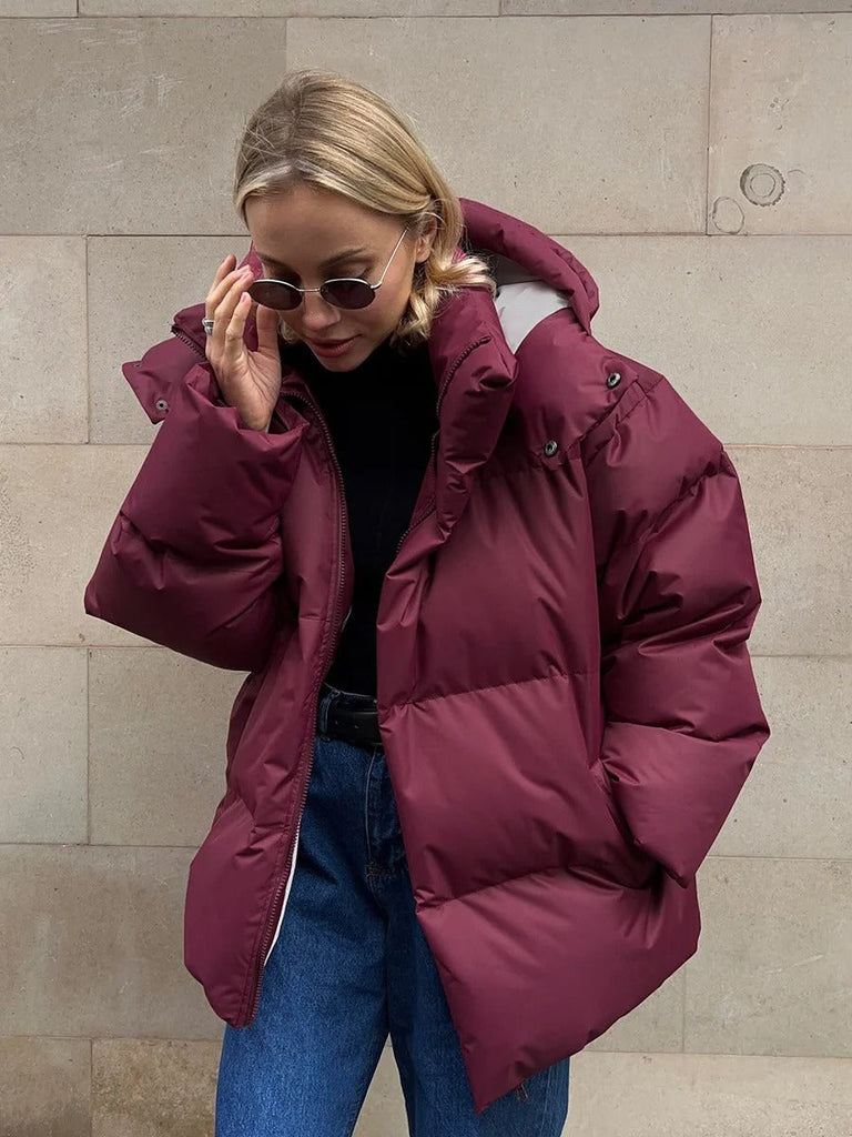 Frauen Mode mit Kapuze Baumwolle gepolstert kurze Jacke