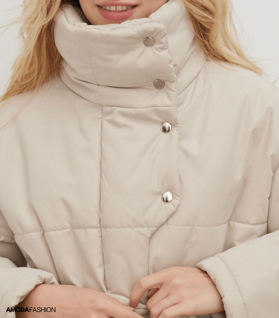 Puffer-Bürojacke mit Gürtel