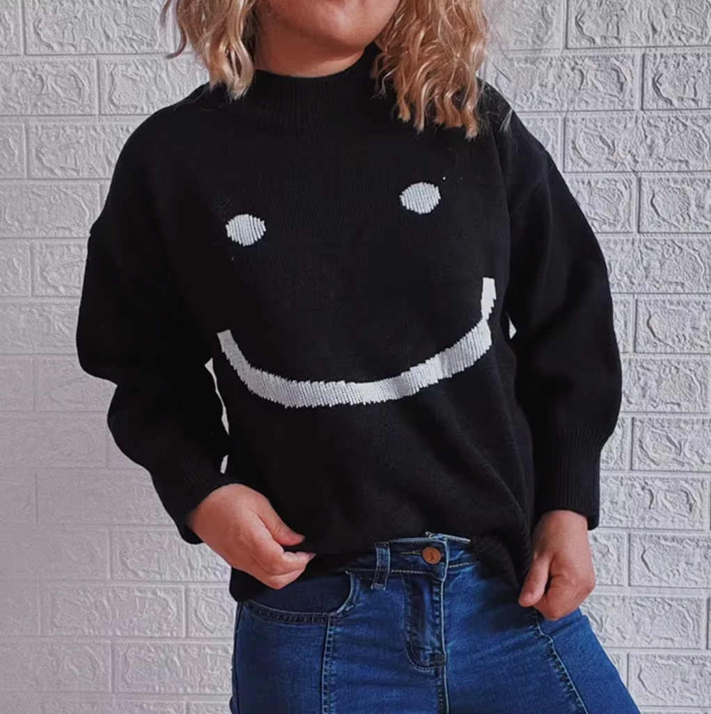 – Gestrickter Pullover mit Smiley-Gesicht