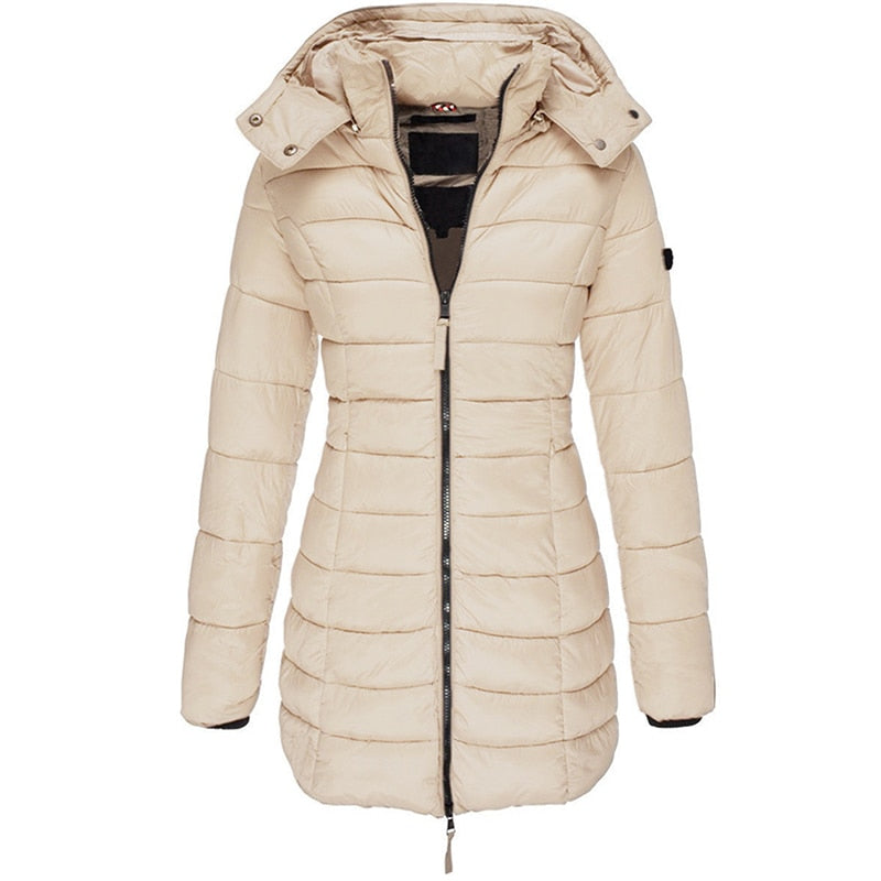 WOLFF Damen Parka Mantel | Lange Winterjacke mit Kapuze und Daunenfüllung