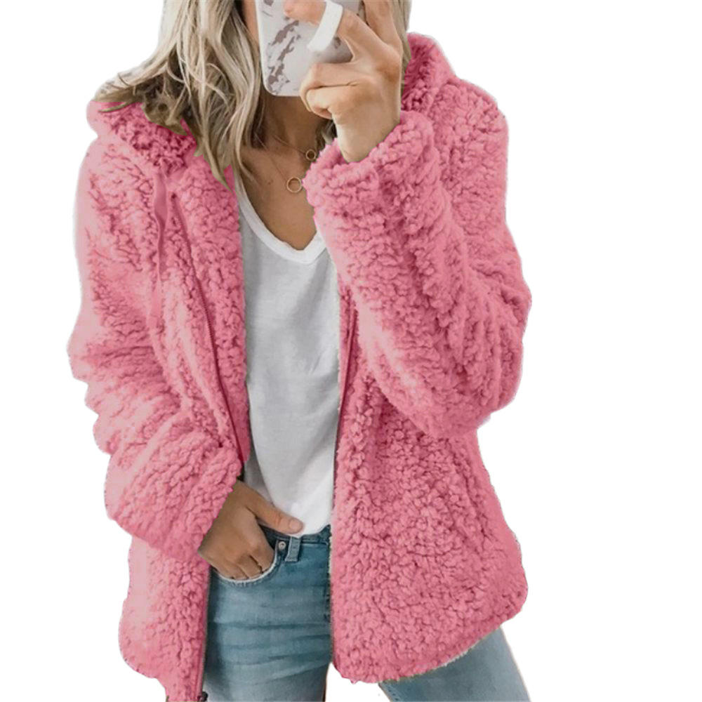 WOLFF Damenmode | Eleganter Bären Teddy Pelzmantel: Weicher Fleece Mantel mit Taschen und Reißverschluss