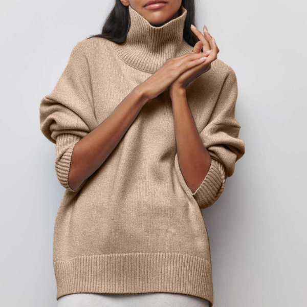 WOLFF Cotton - übergroßer Pullover mit Rollkragen