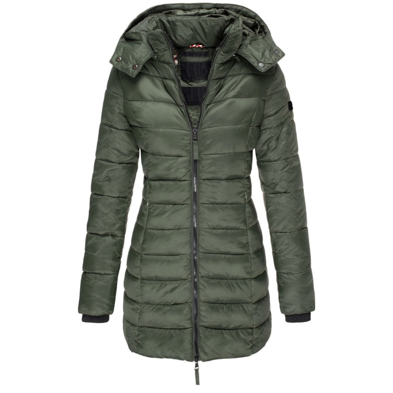 WOLFF Damen Parka Mantel | Lange Winterjacke mit Kapuze und Daunenfüllung