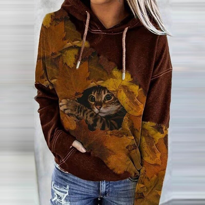 WOLF Digitaler Druck Lässig Pullover - FashionWOLF